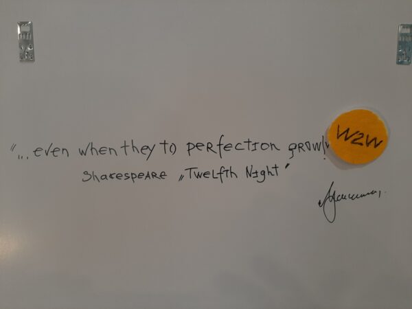 The back of a painting "even when they to perfection grow" by W2W