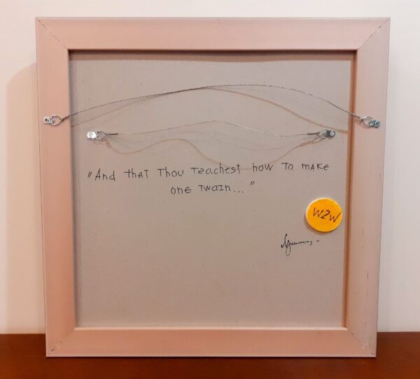 Cotton painting "And that thou teachest how to make one twain" by W2W. Painting's back